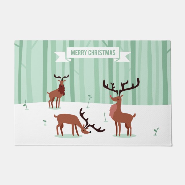 Cute Reindeers Christmas door mats (Front)
