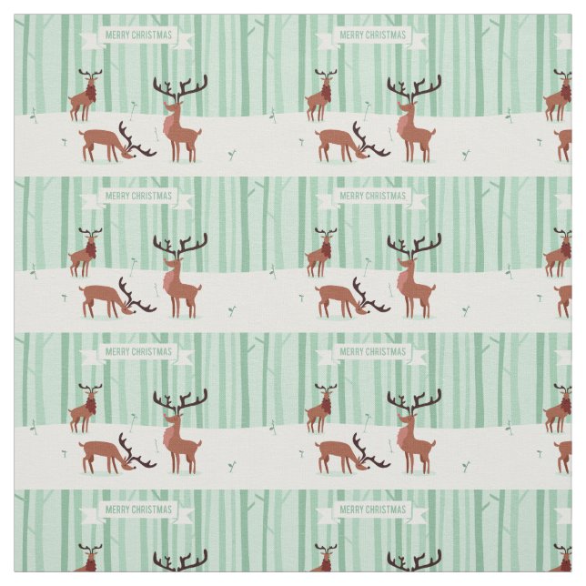 Cute Reindeers Christmas fabric (Swatch)