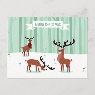 Cute Reindeers Christmas postcard
