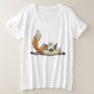 Cute Relaxed Fox Cartoon Plus Size T-Shirt