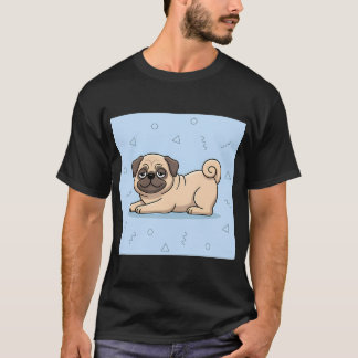 Cute Relaxed Pug Cartoon Illustration for Dog Love T-Shirt