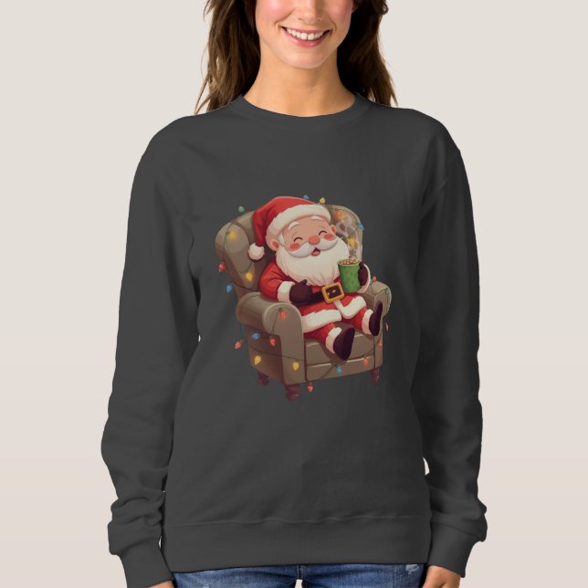 Cute Relaxing Santa Illustration – Cozy Christmas  Sweatshirt (Front)