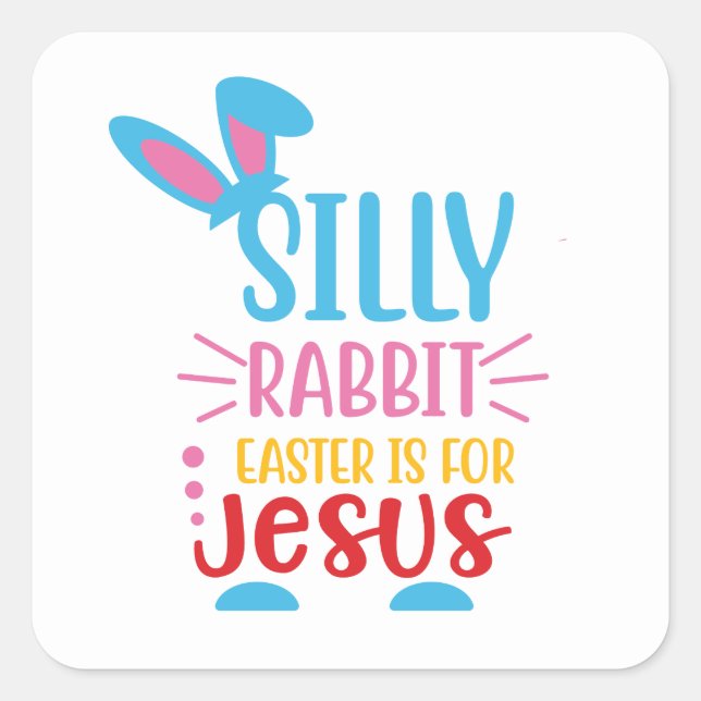 Cute Religious word art Easter Square Sticker (Front)