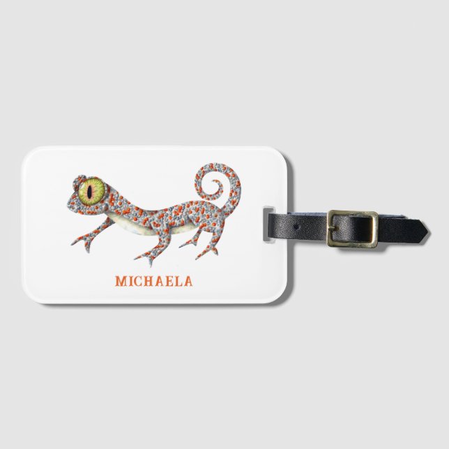 Cute Reptile Personalised Luggage Tag (Front Horizontal)