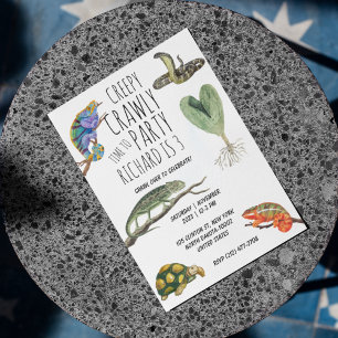 Cute Reptile Themed Kid's Birthday Party Invitation