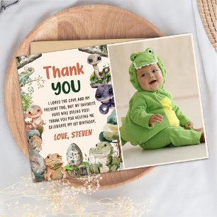 Cute Reptile Themed Kid's Birthday Party Photo Thank You Card