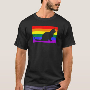 Cute Rescue Cat Love Lgbtq Gay Pride Flag Queer Ar T-Shirt
