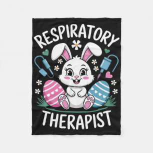 Cute Respiratory Therapist Rt Bunny Ears Easter Eg Fleece Blanket