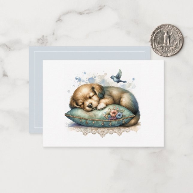 Cute Restful Puppy Card (Front/Back In Situ)