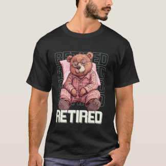 Cute Retired Bear Cartoon Animal Graphic For Women T-Shirt