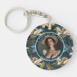 Cute Retirement Gifts for Dad Custom Photo Lilies Key Ring
