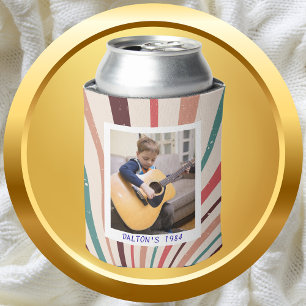 Cute Retro 40th Birthday Custom Photo Personalised Can Cooler