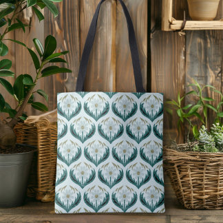 Cute Retro 70's Flower Power Mint Green Daisy Tote Bag