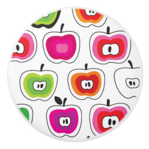 Cute retro apple pattern ceramic knob