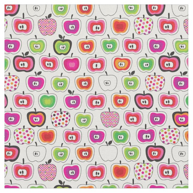 Cute retro apple pattern fabric (Close Up)