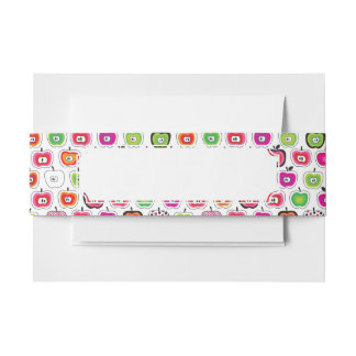 Cute retro apple pattern invitation belly band
