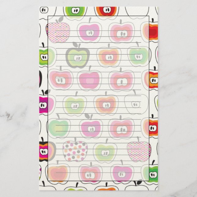 Cute retro apple pattern stationery (Front)