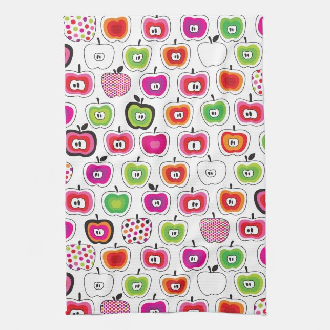 Cute retro apple pattern tea towel (Vertical)