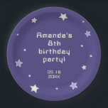 Cute Retro Arcade Game Kids Birthday  Paper Plate<br><div class="desc">Cute retro birthday invitation featuring pastel arcade video game illustrations paired with fun,  stylish typography on different colour backgrounds. You can find more matching items from this collection in my store.</div>