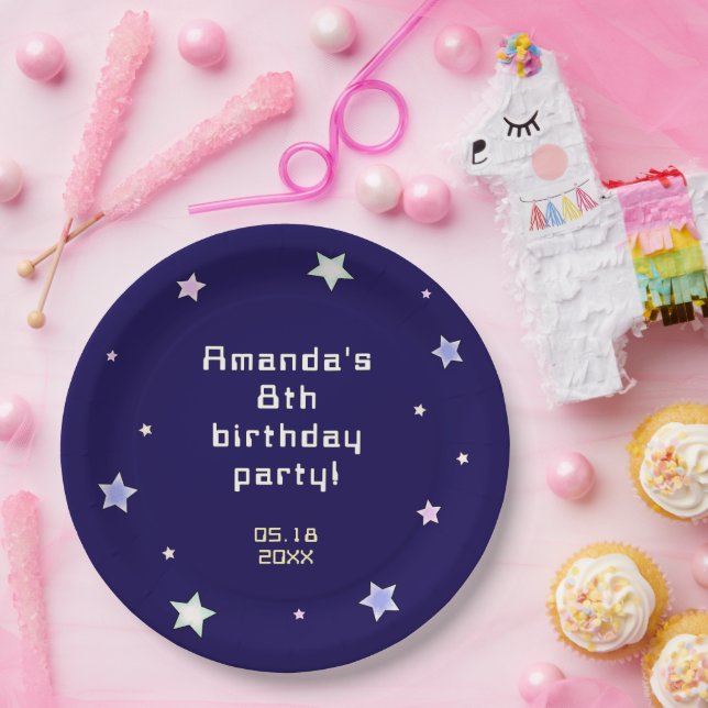 Cute Retro Arcade Game Kids Birthday  Paper Plate (Party)