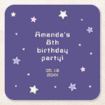 Cute Retro Arcade Game Kids Birthday  Square Paper Coaster<br><div class="desc">Cute retro birthday invitation featuring pastel arcade video game illustrations paired with fun,  stylish typography on different colour backgrounds. You can find more matching items from this collection in my store.</div>
