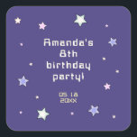 Cute Retro Arcade Game Kids Birthday  Square Sticker<br><div class="desc">Cute retro birthday invitation featuring pastel arcade video game illustrations paired with fun,  stylish typography on different colour backgrounds. You can find more matching items from this collection in my store.</div>