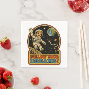 Cute Retro Astronaut Follow Your Dreams Space Meme Napkin
