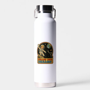 Cute Retro Astronaut Follow Your Dreams Space Meme Water Bottle