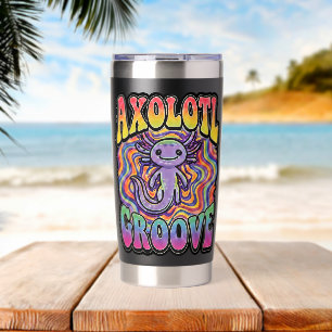 Cute Retro Axolotl Groove trippy 70 hippie rainbow Insulated Tumbler