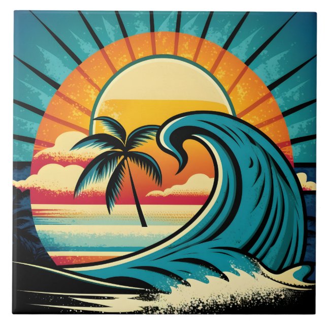 Cute retro beach house  tile (Front)