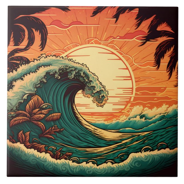 Cute retro beach house  tile (Front)