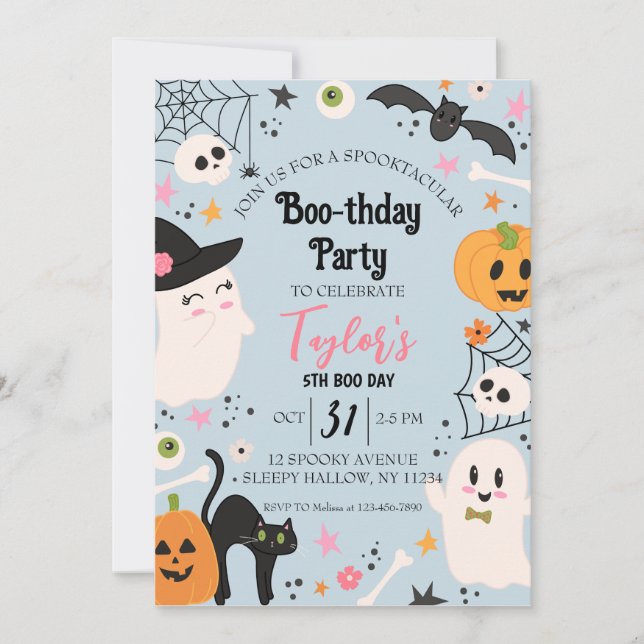 Cute Retro Birthday Halloween Party Invitation (Front)