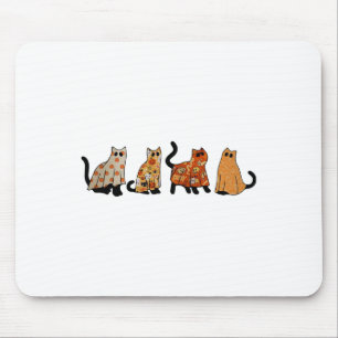 Cute Retro Black Cat Ghost Fall Halloween Cat Love Mouse Pad