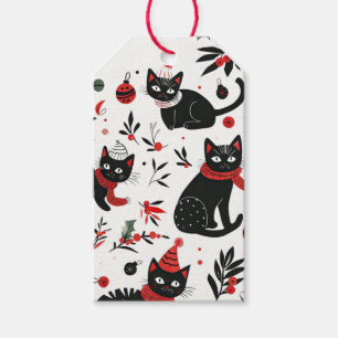 Cute Retro Black Cats Christmas Gift Tags