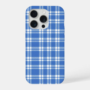 Cute Retro Blue Gingham Plaid Aesthetic Checker iPhone 15 Pro Case