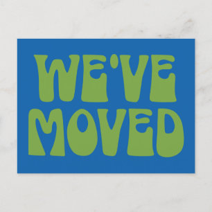 Cute Retro Blue Minimalist Moved New Address Postcard