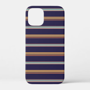 Cute retro blue stripes iPhone 12 mini case