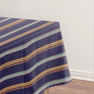 Cute retro blue stripes tablecloth