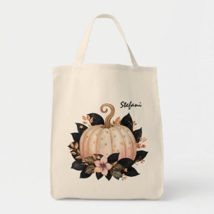 Cute Retro Blush Pink Pumpkin Personalised Tote Bag