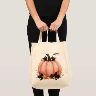 Cute Retro Blush Pink Pumpkin Personalised Tote Bag