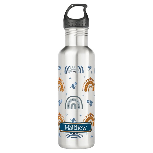 Cute Retro Boho Celestial Pattern Personalised 710 Ml Water Bottle (Front)
