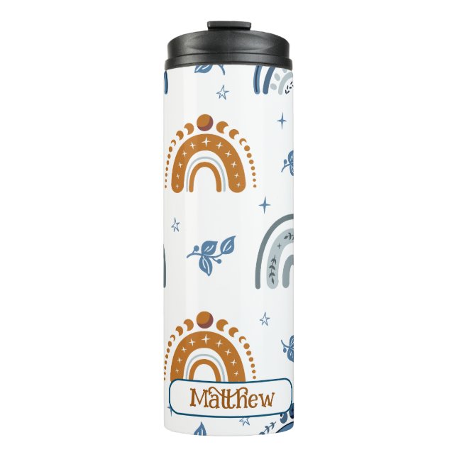Cute Retro Boho Celestial Pattern Personalised Thermal Tumbler (Front)