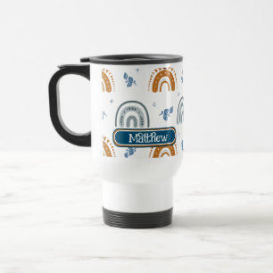 Cute Retro Boho Celestial Pattern Personalised Travel Mug