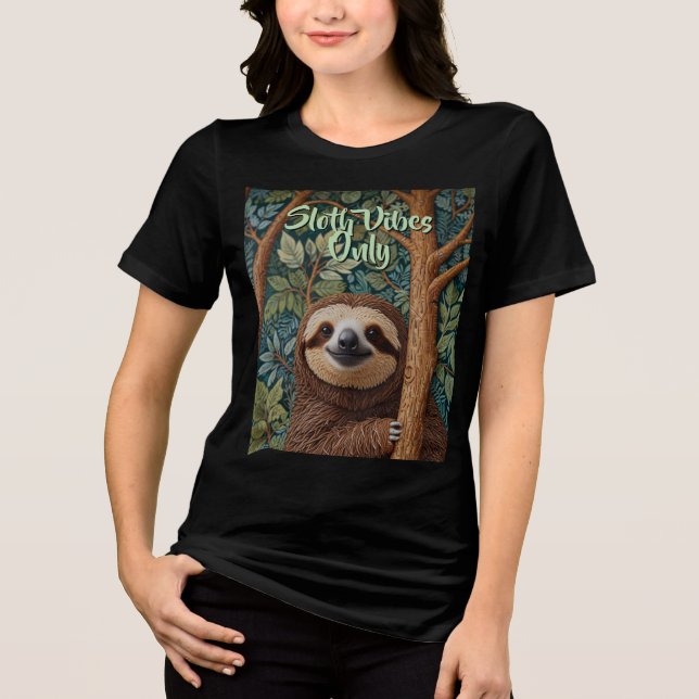 Cute retro boho funny Sloth vibes only Tri-Blend Shirt (Front)