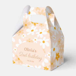 Cute Retro Boho Groovy Daisy Birthday Party Favour Box
