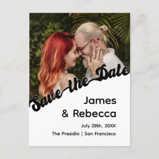 Cute Retro Boho Minimalist Quirky Text & Photo Announcement Postcard