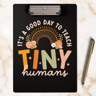 Cute Retro Boho Rainbow Preschool Teacher Quote Clipboard