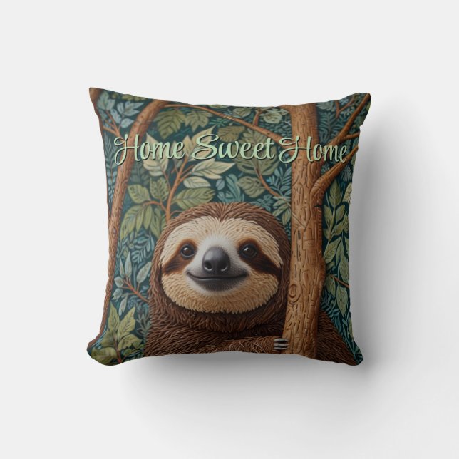 Cute retro boho Sloth  Cushion (Front)