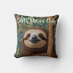 Cute retro boho Sloth Hang in there sloth vibes  Cushion