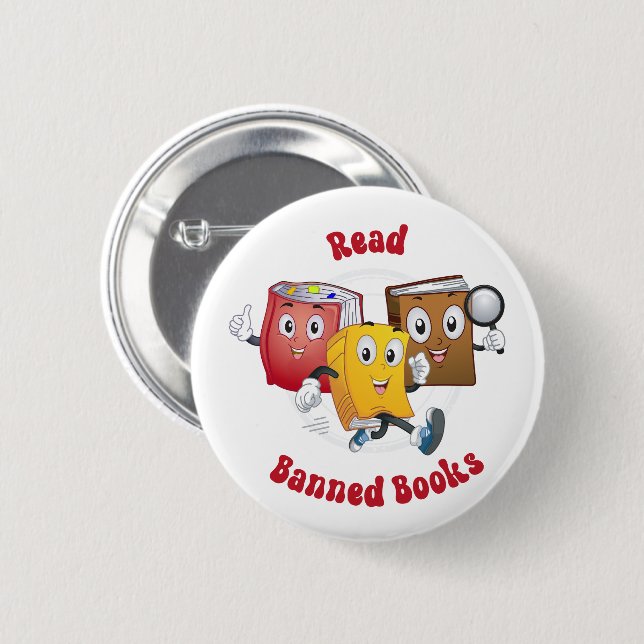Cute Retro Books - Read Banned Books 6 Cm Round Badge (Front & Back)